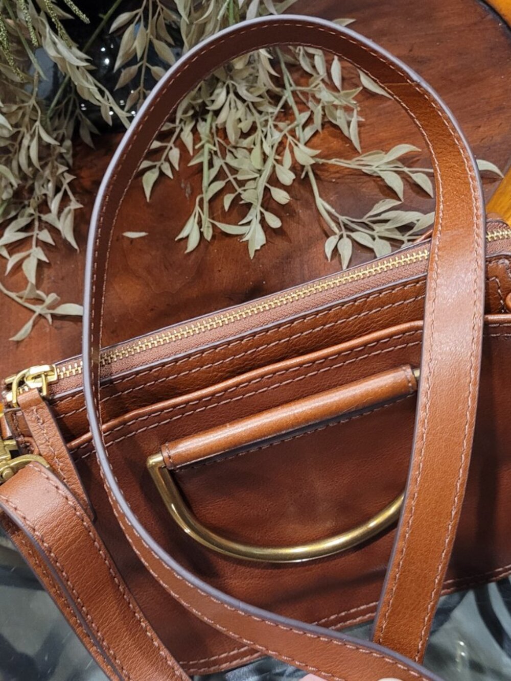 Authentic Fossil Ryder Mini Crossbody Brown Leather - Picture 12 of 12